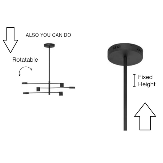 Lampadario nero luci led 3000k orientabili