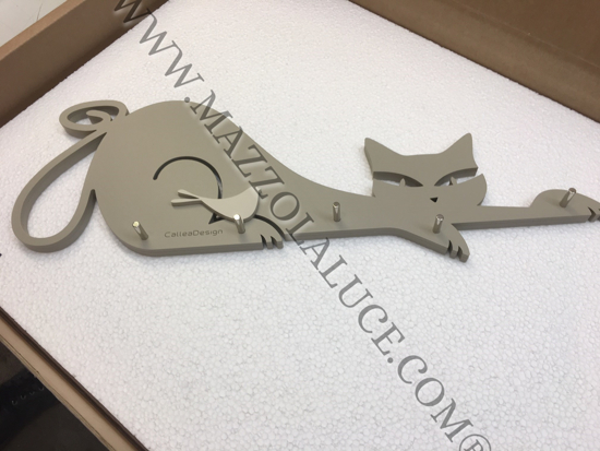 Portachiavi da parete forma di gatto magnetico legno colore tortora