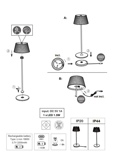 Lampada da esterno rossa da tavolino ricaricabile ortatile led moderna
