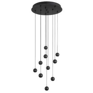 Lampadario nero sfere a grappolo per tavolo soggiorno moderno