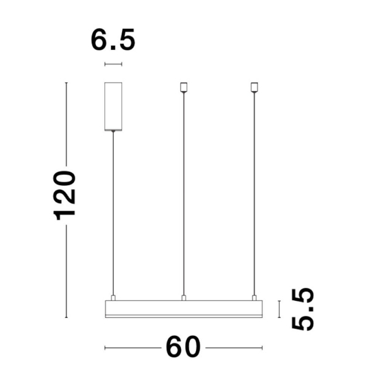 Lampadario anello nero 60cm led 40w 3000k