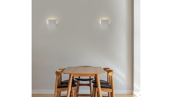 Applique lampada da incasso a parete di gesso cristaly bianca led 16.5w 2700k