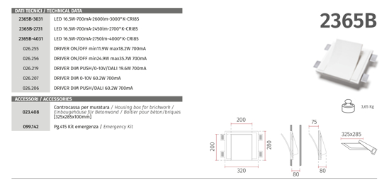 Applique lampada da incasso a parete di gesso cristaly bianca led 16.5w 2700k
