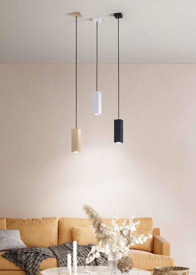 Lampada a sospensione aloa oro sabbia ondaluce parallelepipedo