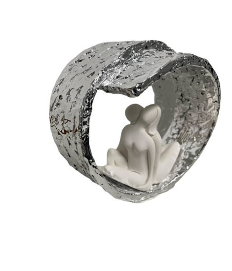 Scultura da tavolo moderna coppia vortice argento d15 bongelli preziosi
