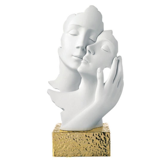 Scultura face mani base oro h34 soprammobile
