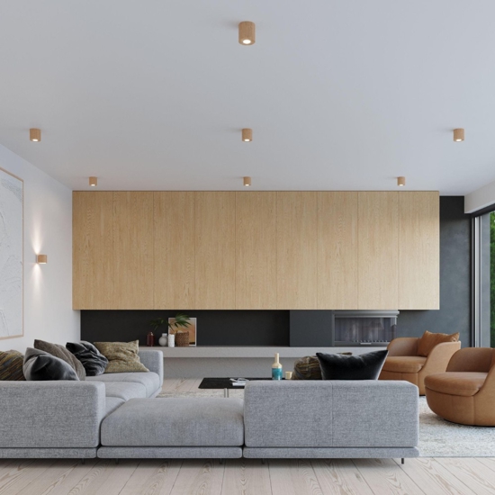 Faretto cilindro in legno da soffitto per interni