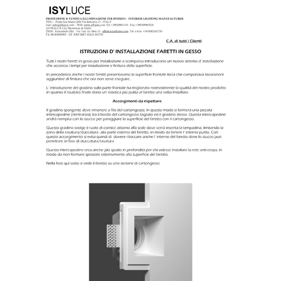 Isyluce segnapasso di gesso da incasso per interni