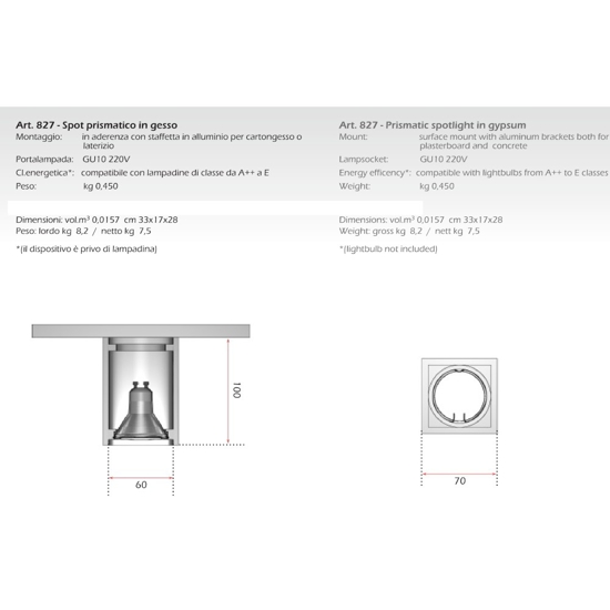 Isyluce faretto cubo da soffitto gesso bianco
