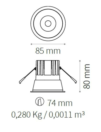 Ideal lux game trim round faretto da incasso led 11w 3000k nero bianco
