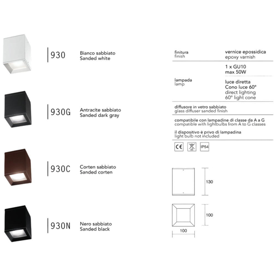Faretto da esterno led isyluce a soffitto cubo marrone
