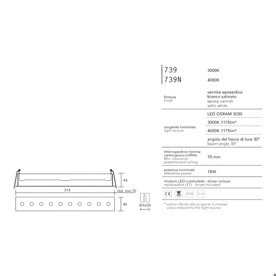 Fari da incasso a led a cestello bianco 18w 4000k isyluce