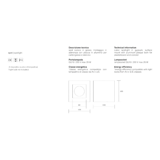 Faretto cubo da soffitto di gesso bianco isyluce