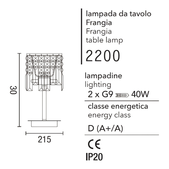Lume lampada da comodino cromo cristalli affralux frangia