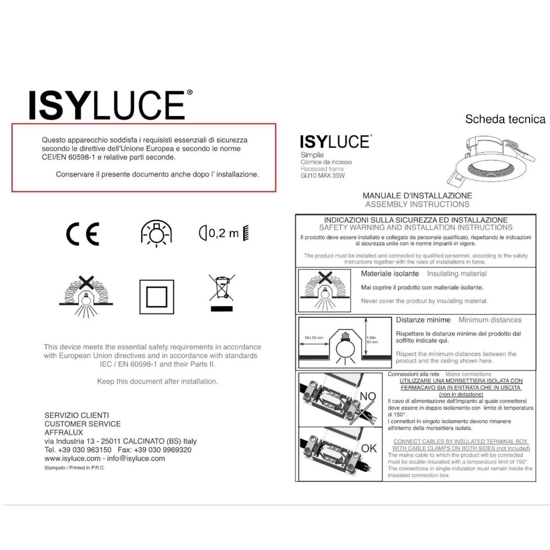 Faretto da controsoffitto a incasso bianco rotondo isyluce