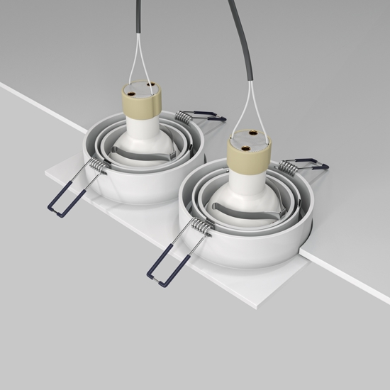 Maytoni faretto da soffitto atom cestello da incasso 2 luci bianco