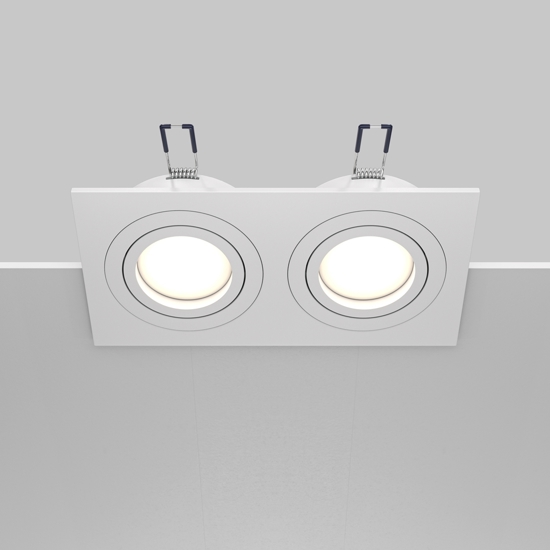 Maytoni faretto da soffitto atom cestello da incasso 2 luci bianco
