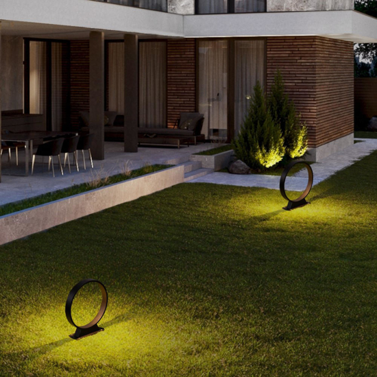 Lampioncino nero per giardino led 6w 3000k moderno rotondo