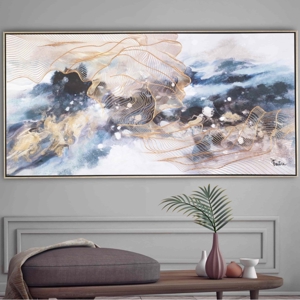 Visualizza i dettagli per Quadro astratto moderno 150x70 infinito cornice oro per soggiorno Quadro astratto moderno 150x70 infinito cornice oro per soggiorno