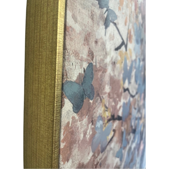 Quadro moderno albero incanto con farfalle 120x100 cornice oro