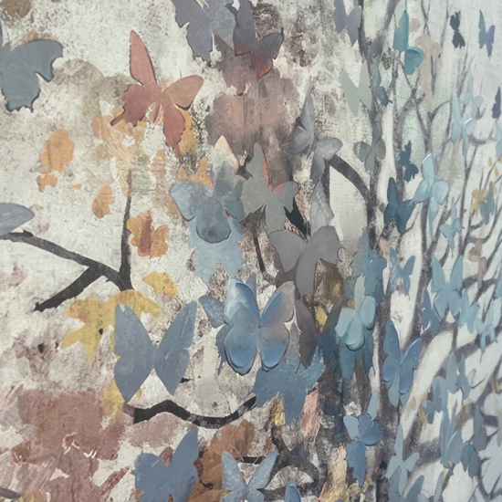 Quadro moderno albero incanto con farfalle 120x100 cornice oro