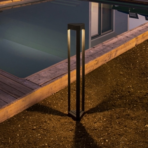 Lampione nero moderno per esterno da giardino led 9w 3000k