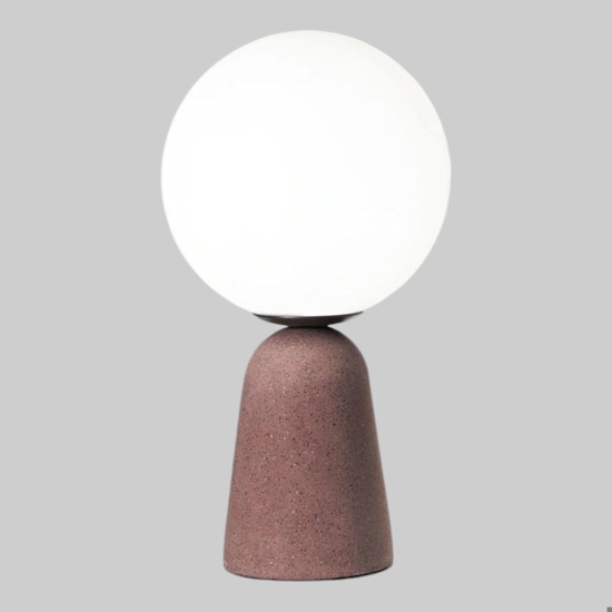 Ondaluce lampada da comodino abat-jour cemento rosso vetro bianco moderna