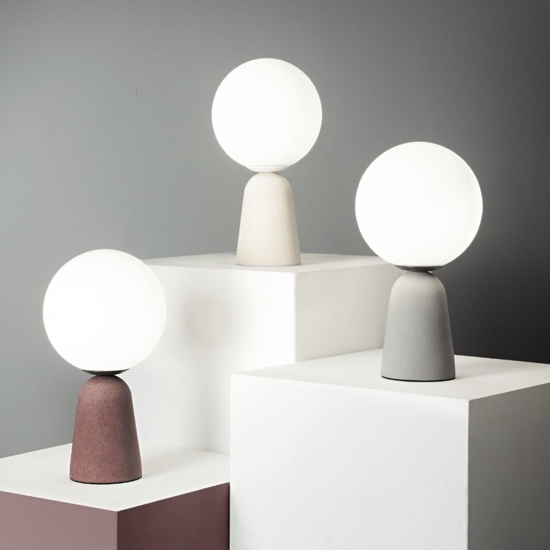 Ondaluce lampada da comodino abat-jour cemento rosso vetro bianco moderna