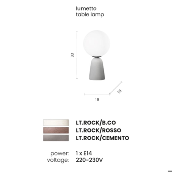 Ondaluce lampada da comodino abat-jour cemento rosso vetro bianco moderna