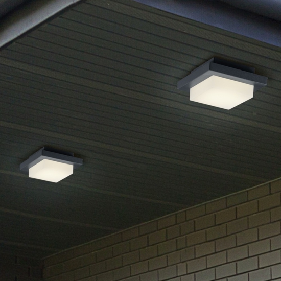 Plafoniera da esterno quadrata 14cm antracite led 3000k
