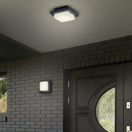 Plafoniera da esterno quadrata 14cm antracite led 3000k