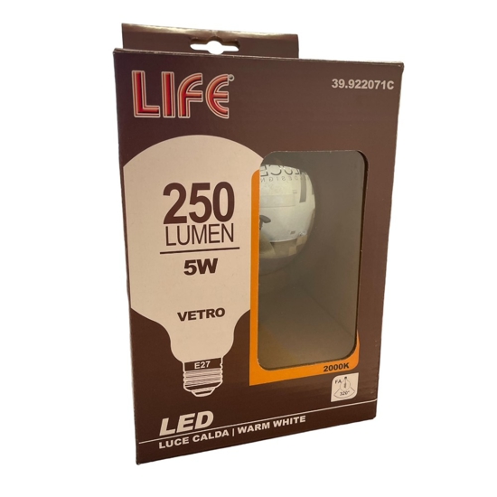 Lampadina globo e27 led 5w 2000k 250lm vetro ambra vintage