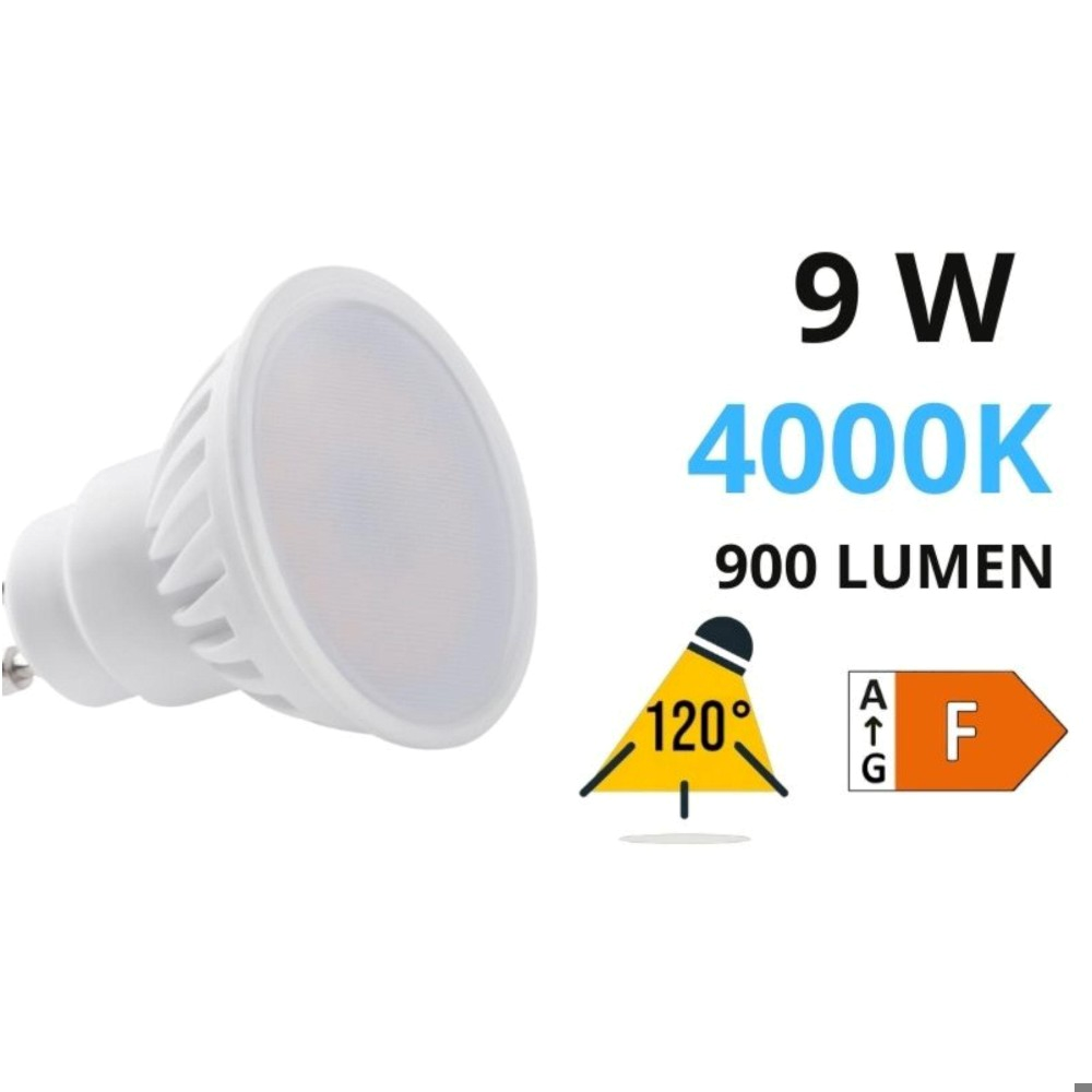 Lampadina di ceramica gu10 9w led 4000k 900lm ottica 120 kanlux GU10 N 9W