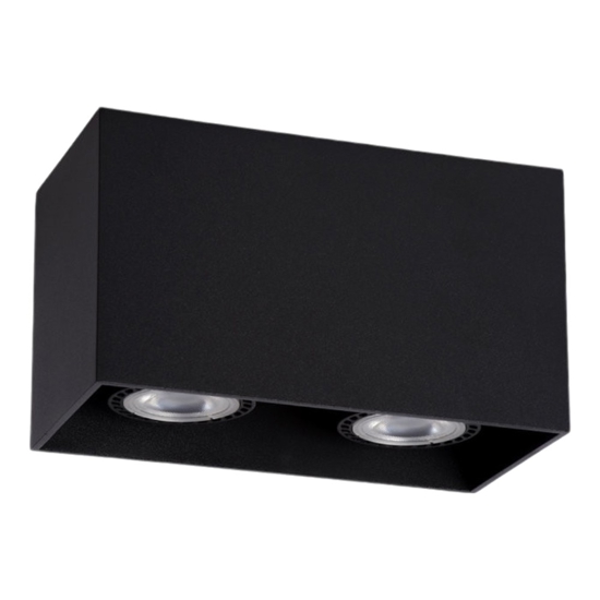 Plafoniera con faretti led 2 luci nero rettangolare