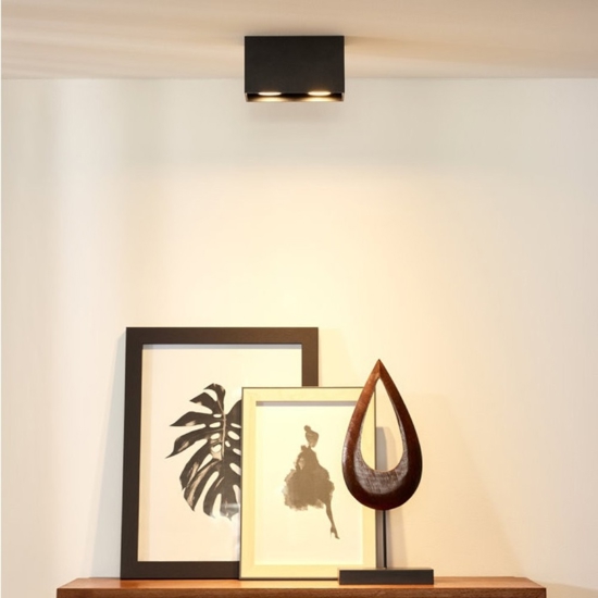 Plafoniera con faretti led 2 luci nero rettangolare