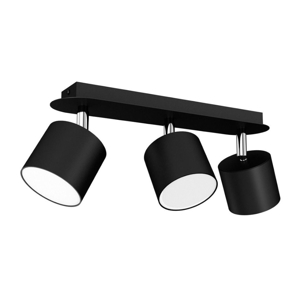 Plafoniera con 3 faretti led nera orientabili