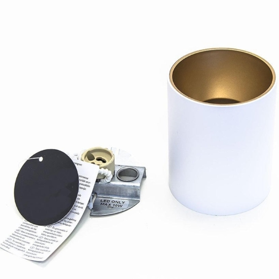 Faretto bicolore da soffitto cilindro bianco oro