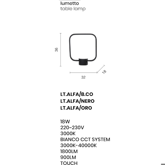 Ondaluce lt alfa abat-jour da comodino bianco led design moderna
