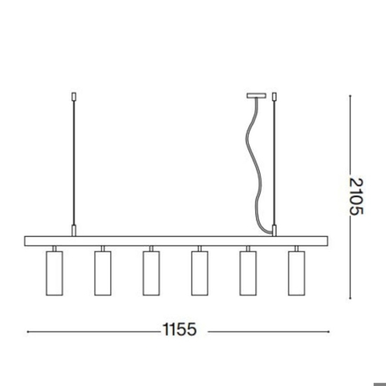 Ideal lux dynamite sp6 lampadario 6 luci orientabili nero