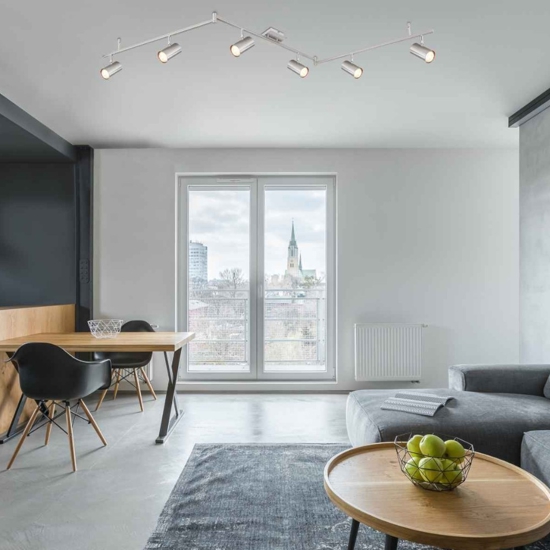 Plafoniera binario 6 luci con faretti orientabili grigio