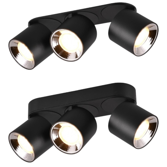 Faretto nero da incasso soffitto o plafone 3 luci orientabili