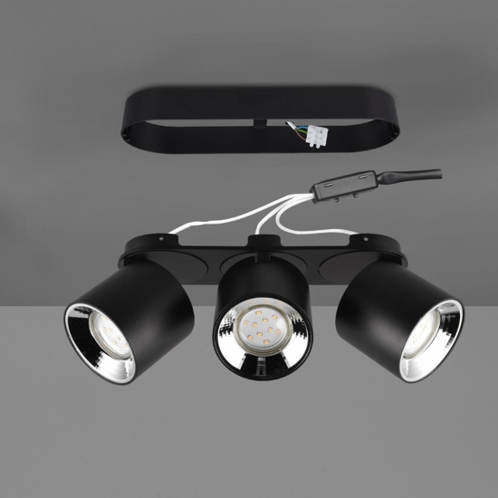 Faretto nero da incasso soffitto o plafone 3 luci orientabili