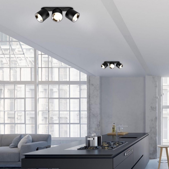 Faretto nero da incasso soffitto o plafone 3 luci orientabili