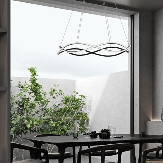 Lampadario design nero led dimmerabile per soggiorno moderno