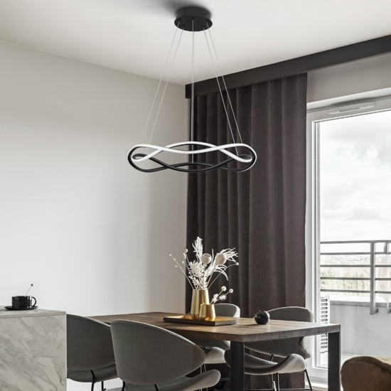 Lampadario design nero led dimmerabile per soggiorno moderno
