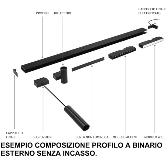 Arca track ideal lux faretto led orientabile 48v per binario 14w 3000k monofase ottica 36
