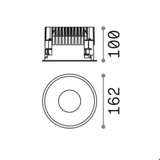 Off fi led 28w 3000k ideal lux faretto incasso nero rotondo 220/240v da interni