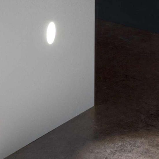 Ideal lux walky-3 fi segnapasso led 1w 3000k 220-240v di gesso bianco da incasso