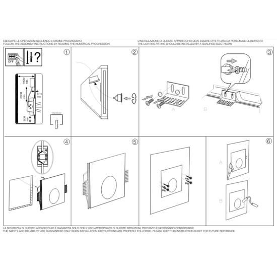 Ideal lux walky-3 fi segnapasso led 1w 3000k 220-240v di gesso bianco da incasso