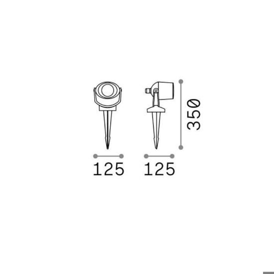 Elio pr1 ideal lux faretto con picchetto per giardino nero orientabile ip66